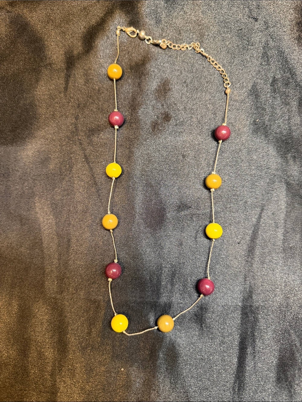 Elegant Two-Tone Beaded Necklace - Yellow & Plum